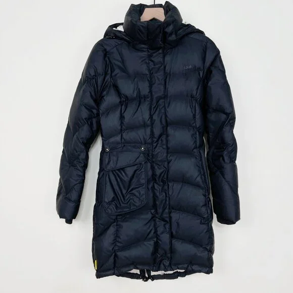 Lole Down Feather Puffer Jacket Winter Coat Long Hooded Snow Warm Pockets Hood - Picture 1 of 11